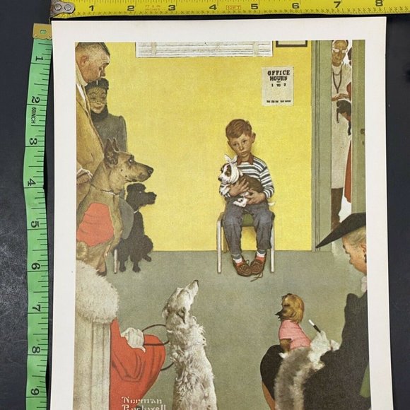 Norman Rockwell At The Vet’s Office Lithograph Waiting for the Vet 8” x 10” - Picture 7 of 8